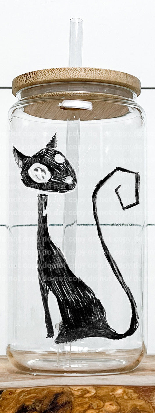 Calcomanía de gato negro flaco 2,6 x 4,5