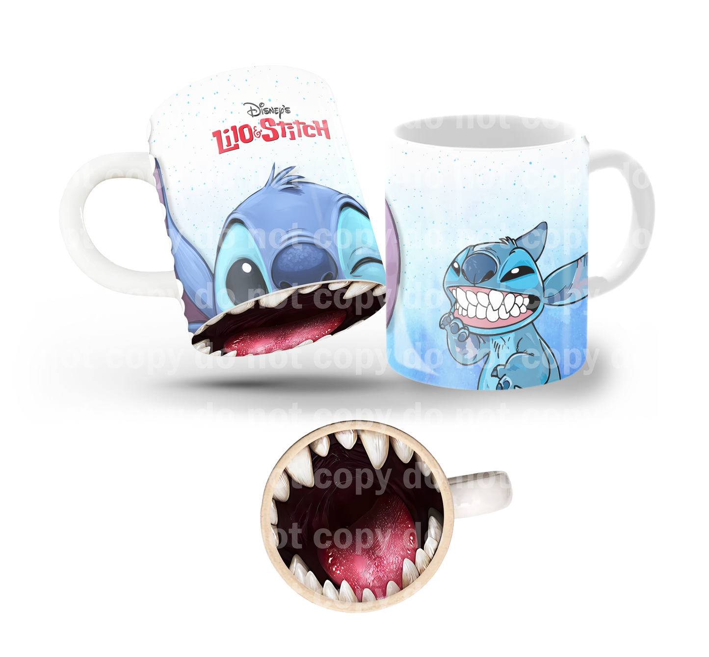 Smiling Blue Alien Tilt & Sip Mug Wrap + Bottom Design Set
