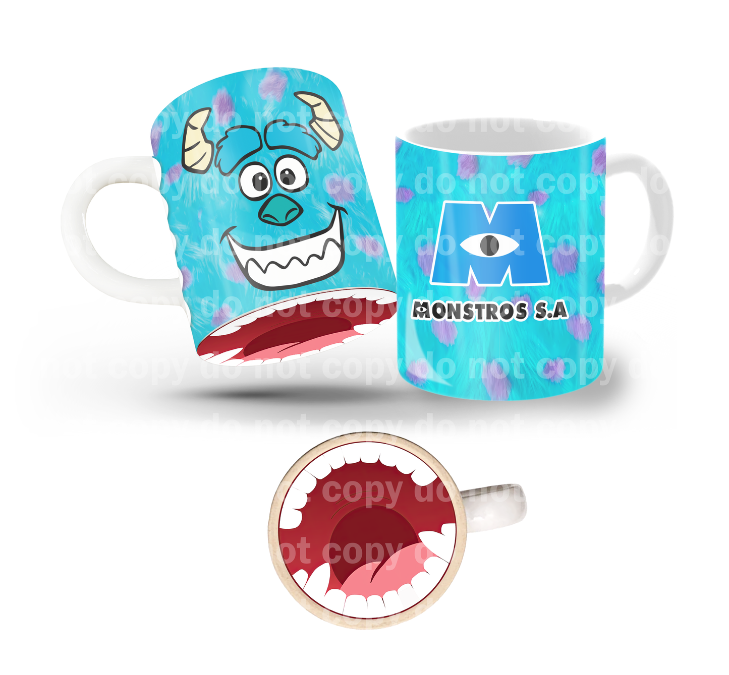 Smiling Scarer Monster Tilt & Sip Mug Wrap + Bottom Design Set