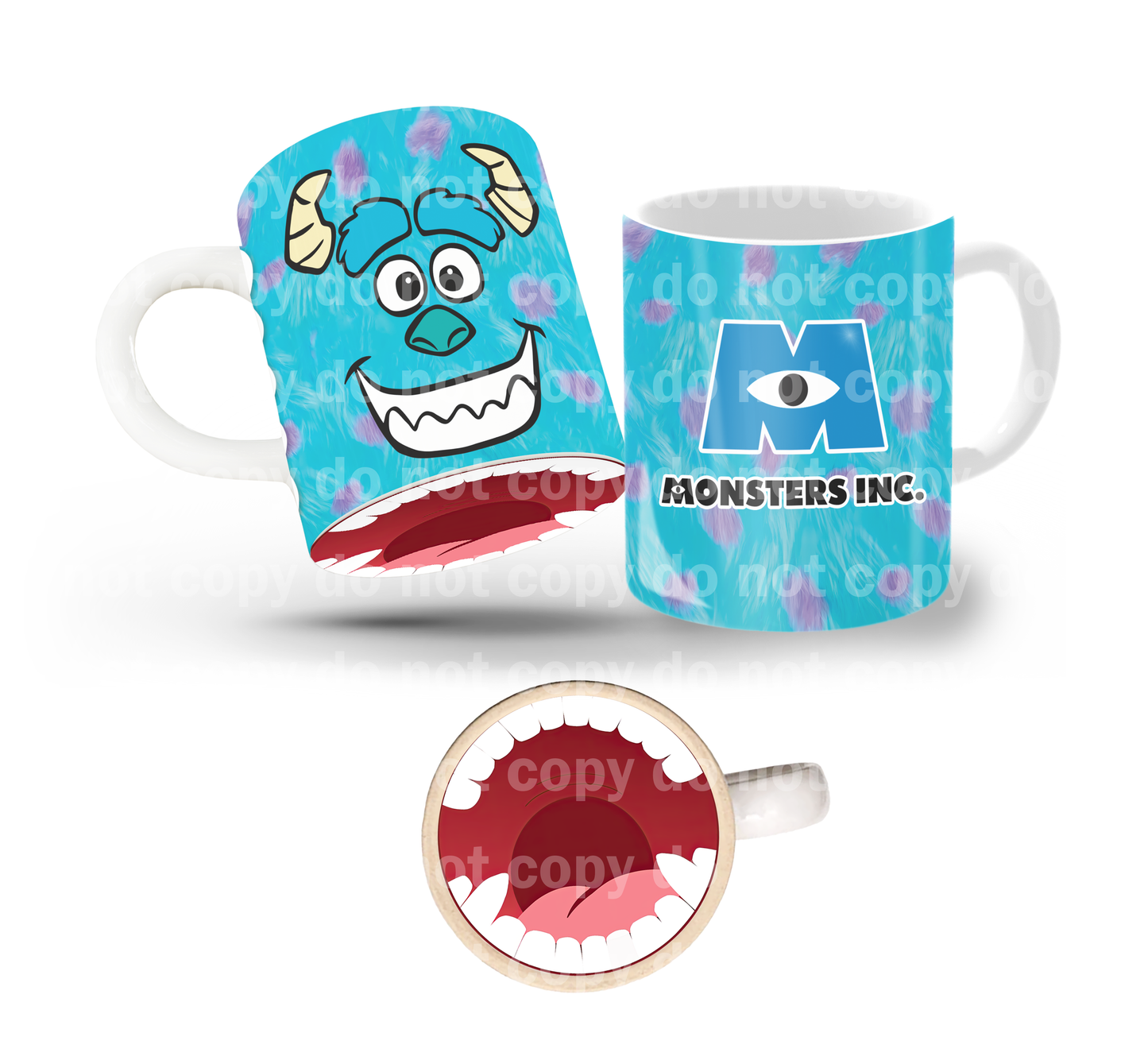 Smiling Scarer Monster Tilt & Sip Mug Wrap + Bottom Design Set