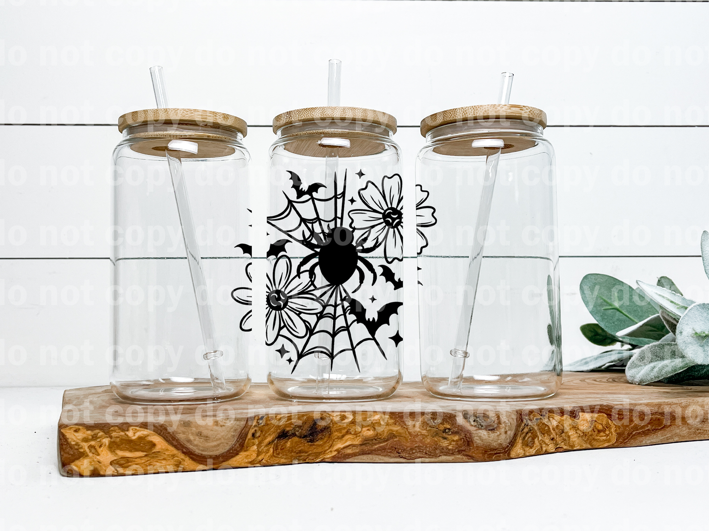 Spider Web and Flowers Black/White