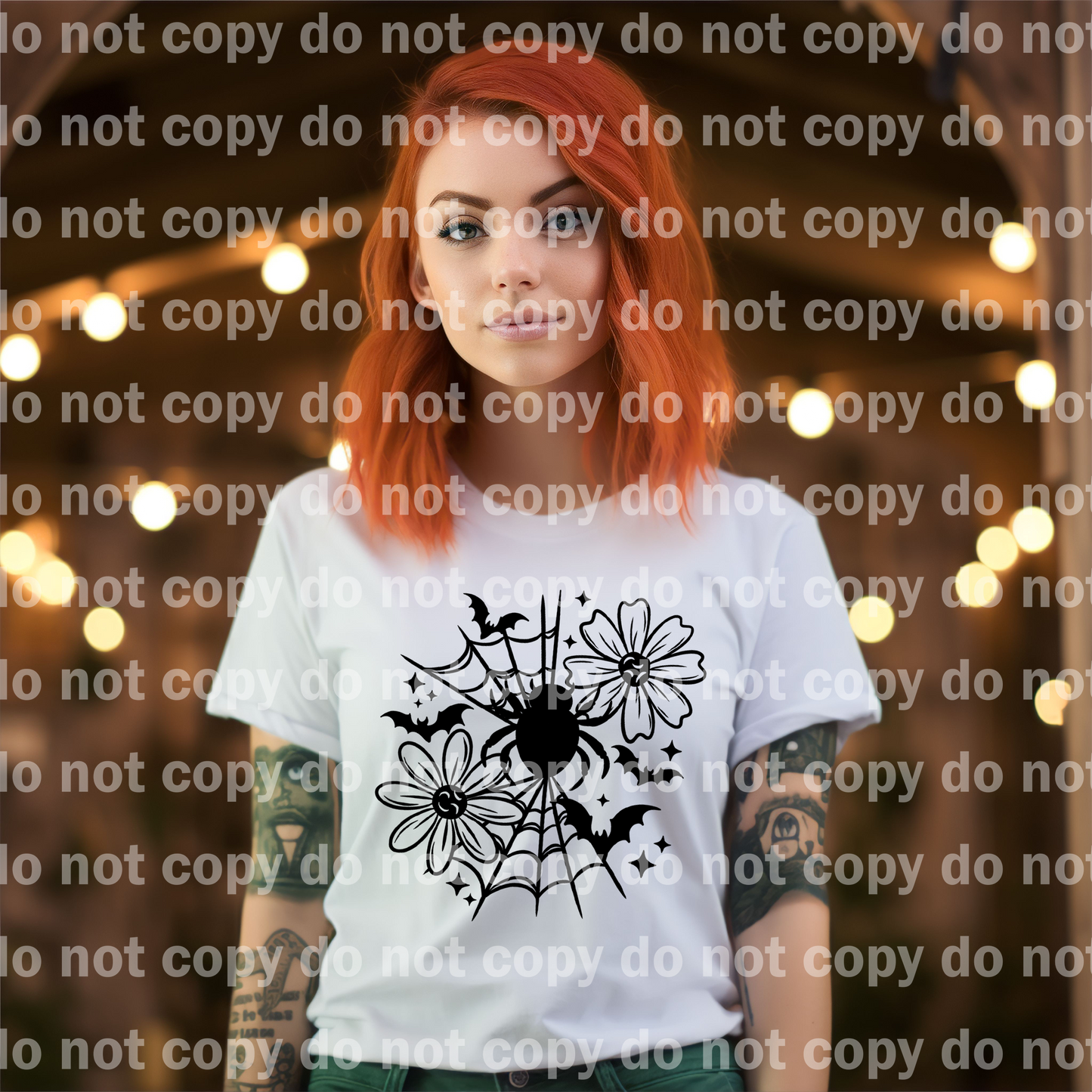 Spider Web and Flowers Black/White