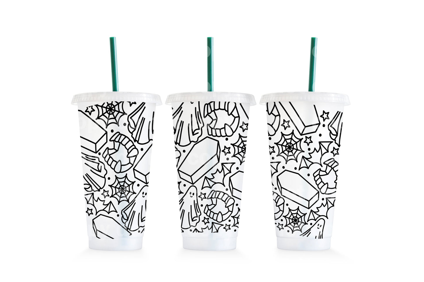 Spooky Coffin Ghost Cup Wrap 24oz Cold Cup Wrap
