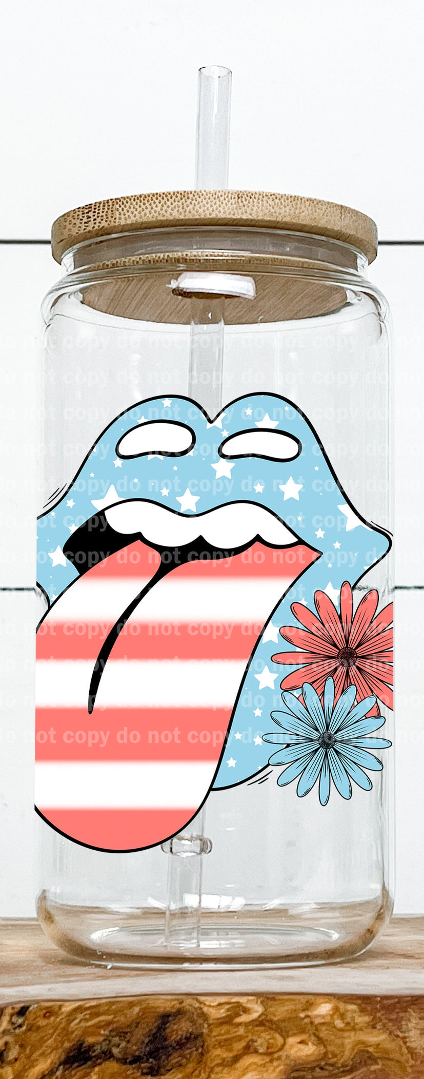 Stripes Tongue Floral Decal 3.3 x 3.6