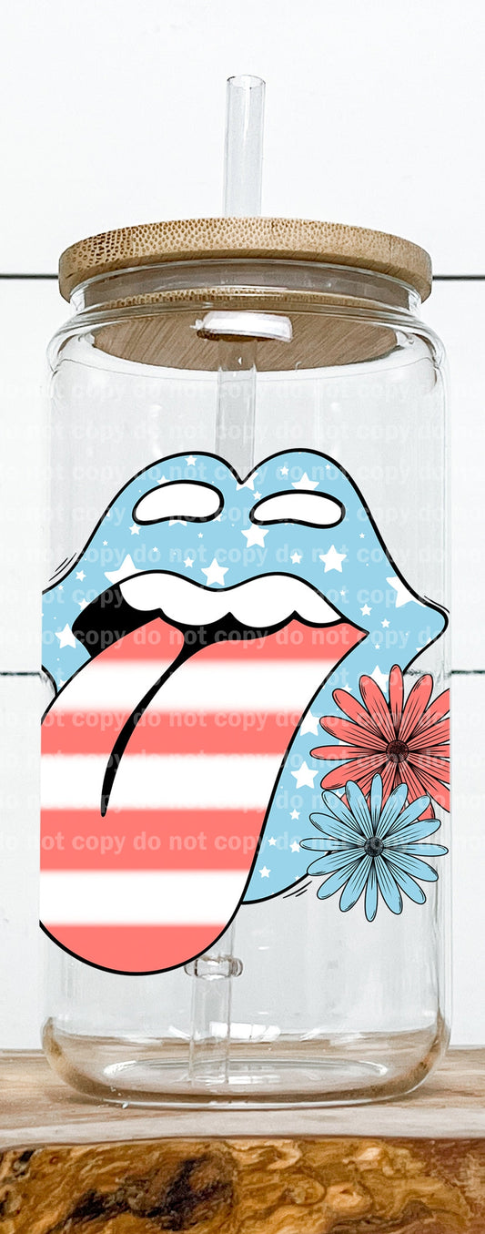 Stripes Tongue Floral Decal 3.3 x 3.6