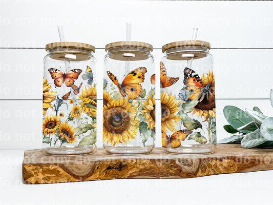 Sunflowers And Butterflies 16oz Cup Wrap
