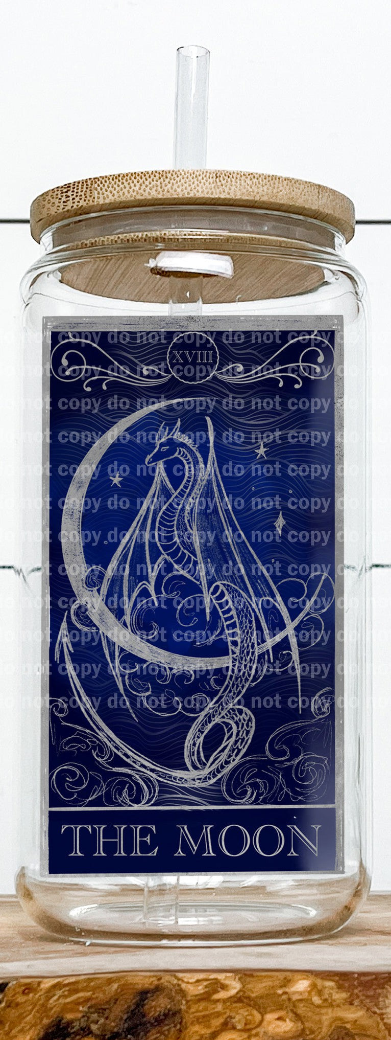 The Moon Blue White Tarot Card