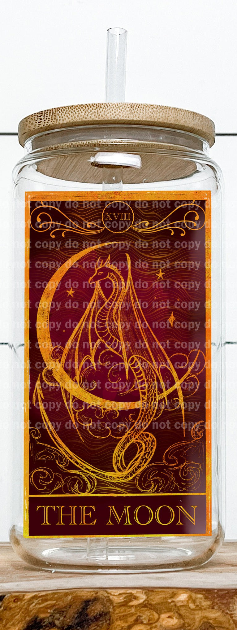 The Moon Red Gold Tarot Card