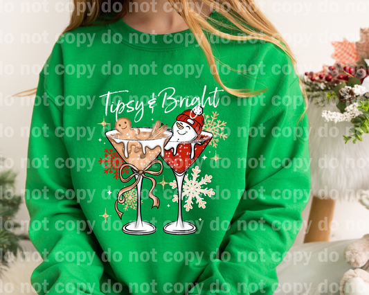 Tipsy and Bright Martini Glass White Font