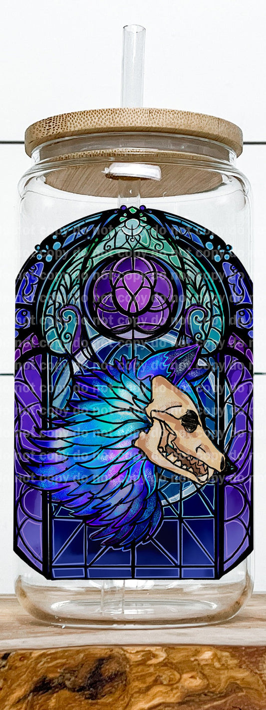Wolf Skull Stained Glass Decal 3.1 x 4.5