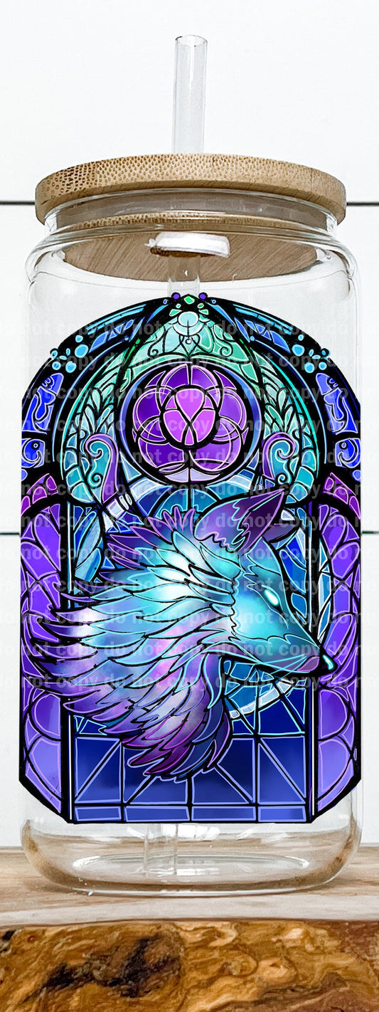 Wolf Stained Glass Decal 3.1 x 4.5