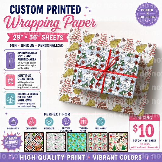 Custom printed wrapping paper - Choose from our seamless library or upload your own