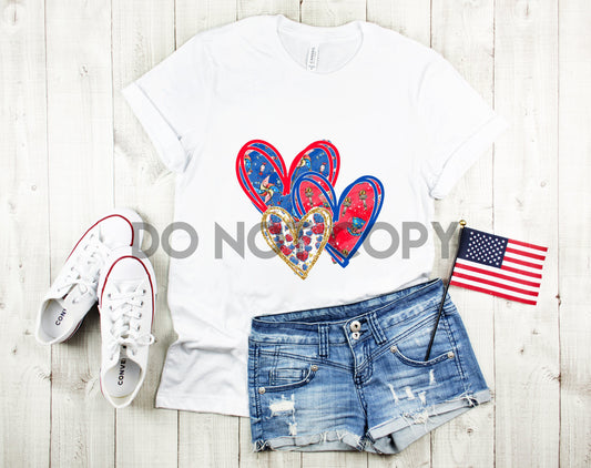 Patriotic Hearts Multi-Color Outline Sublimation print