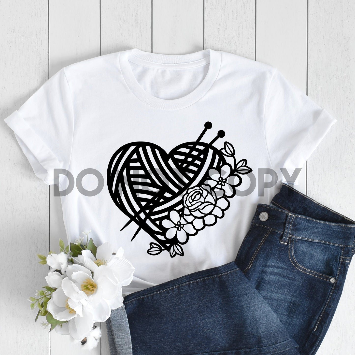 Knitting Floral Heart Sublimation print