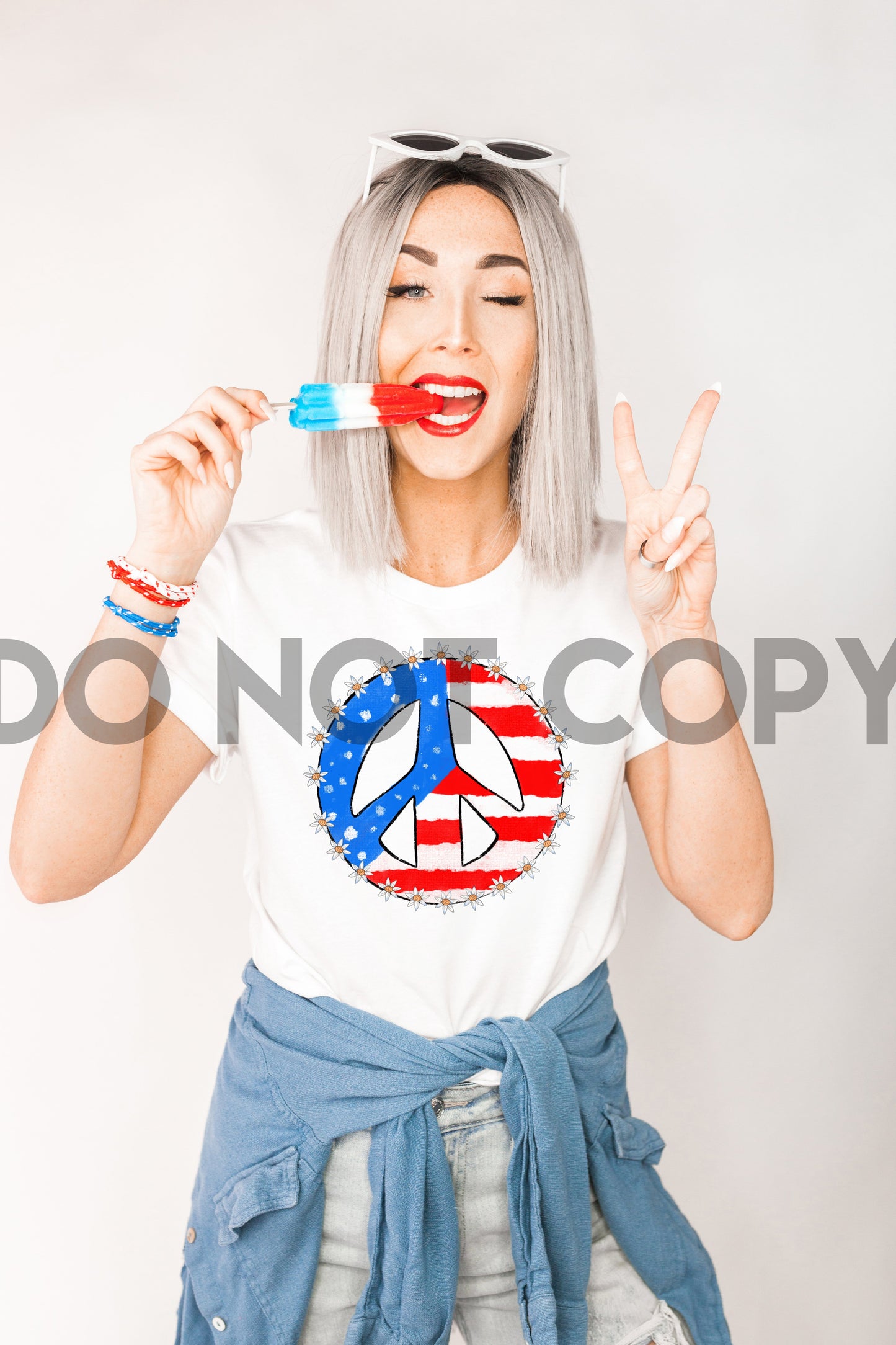 American Peace Sign Flowers Sublimation print