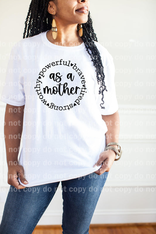 As a Mother Powerful Brave Tired Strong Worthy Typography Circle Sublimation Print