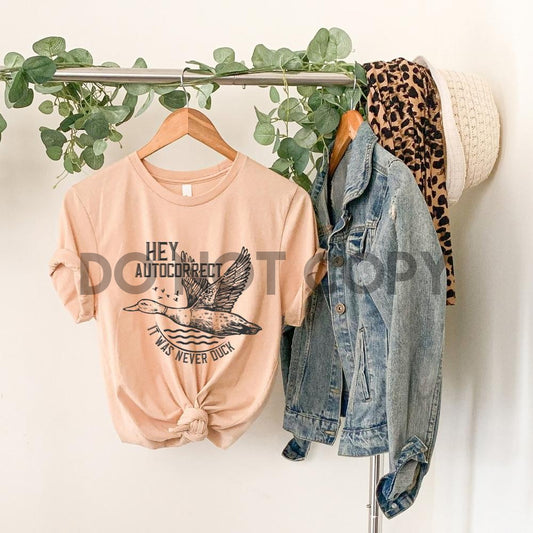 Hola, autocorrección, nunca fue Duck BLACK INK transferencia de serigrafía de un color