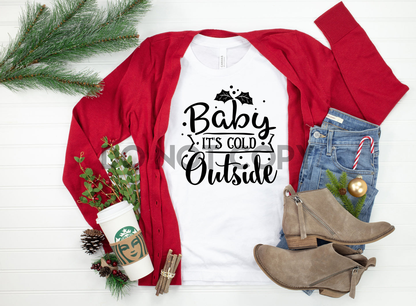 Baby It's Cold Outside Black Christmas Sublimation print