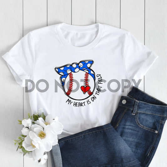 Mi corazón está en ese campo Béisbol Bandana azul Impresión por sublimación