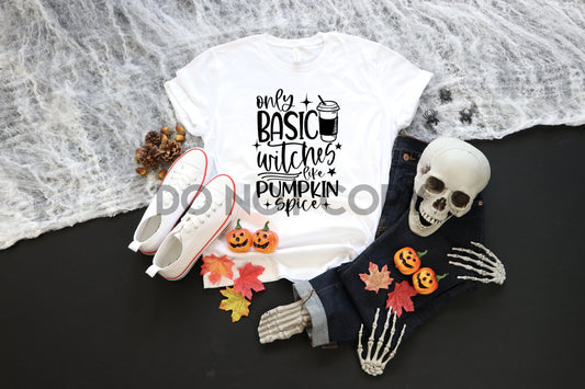 Only Basic Witches Like Pumpkin Spice Black Sublimation Print