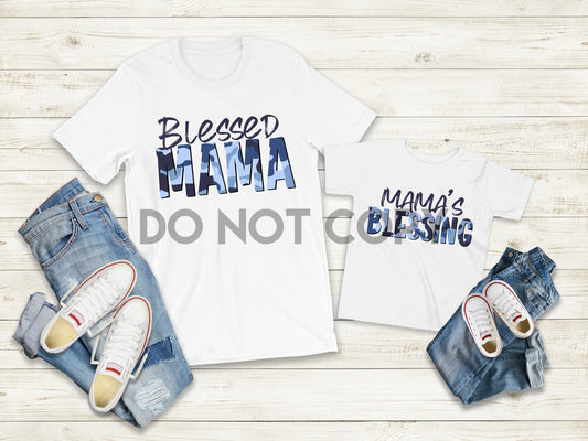 Blessed Mama Blue Camo Dream Print or Sublimation Print