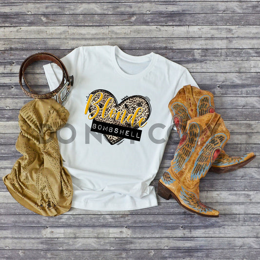 Blonde Bombshell Leopard Heart Sublimation print