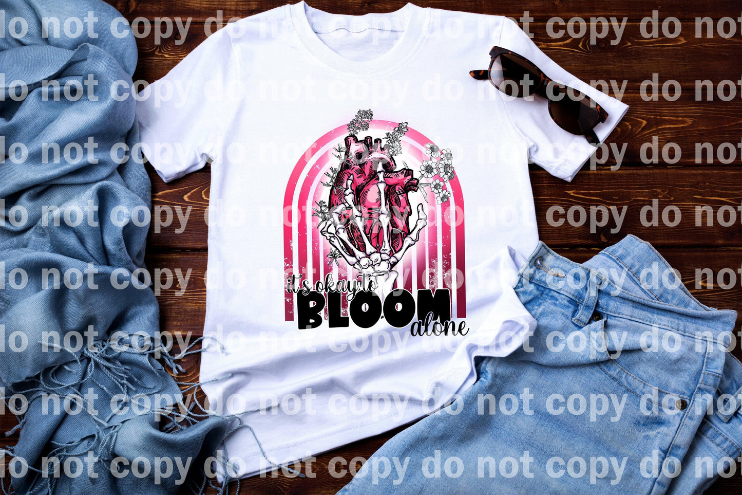 It's Okay to Bloom Alone Rainbow Heart Skellie Hand Dream Print or Sublimation Print