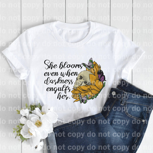 She Blooms Even When Darkness Engulfs Her Sublimation print