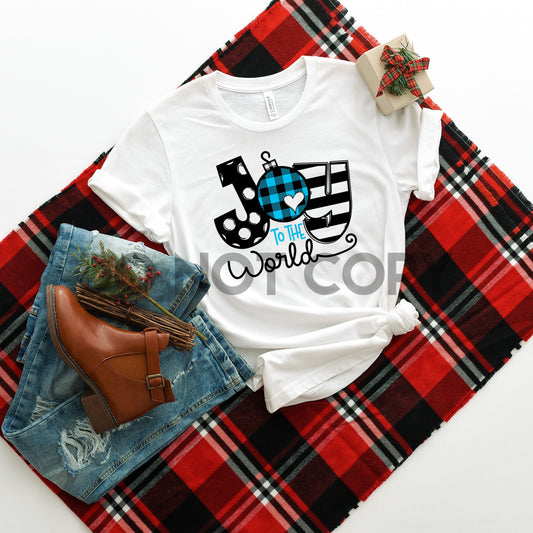 Joy To The World Blue and Black Sublimation Print