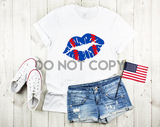 Red and Blue Baseball Lips Sublimation print