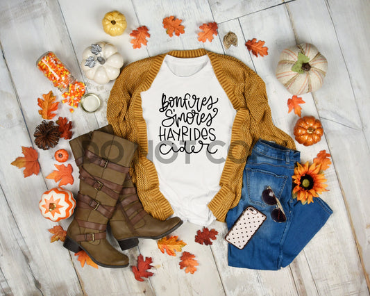 Bonfires S'mores Hayrides Cider Sublimation print