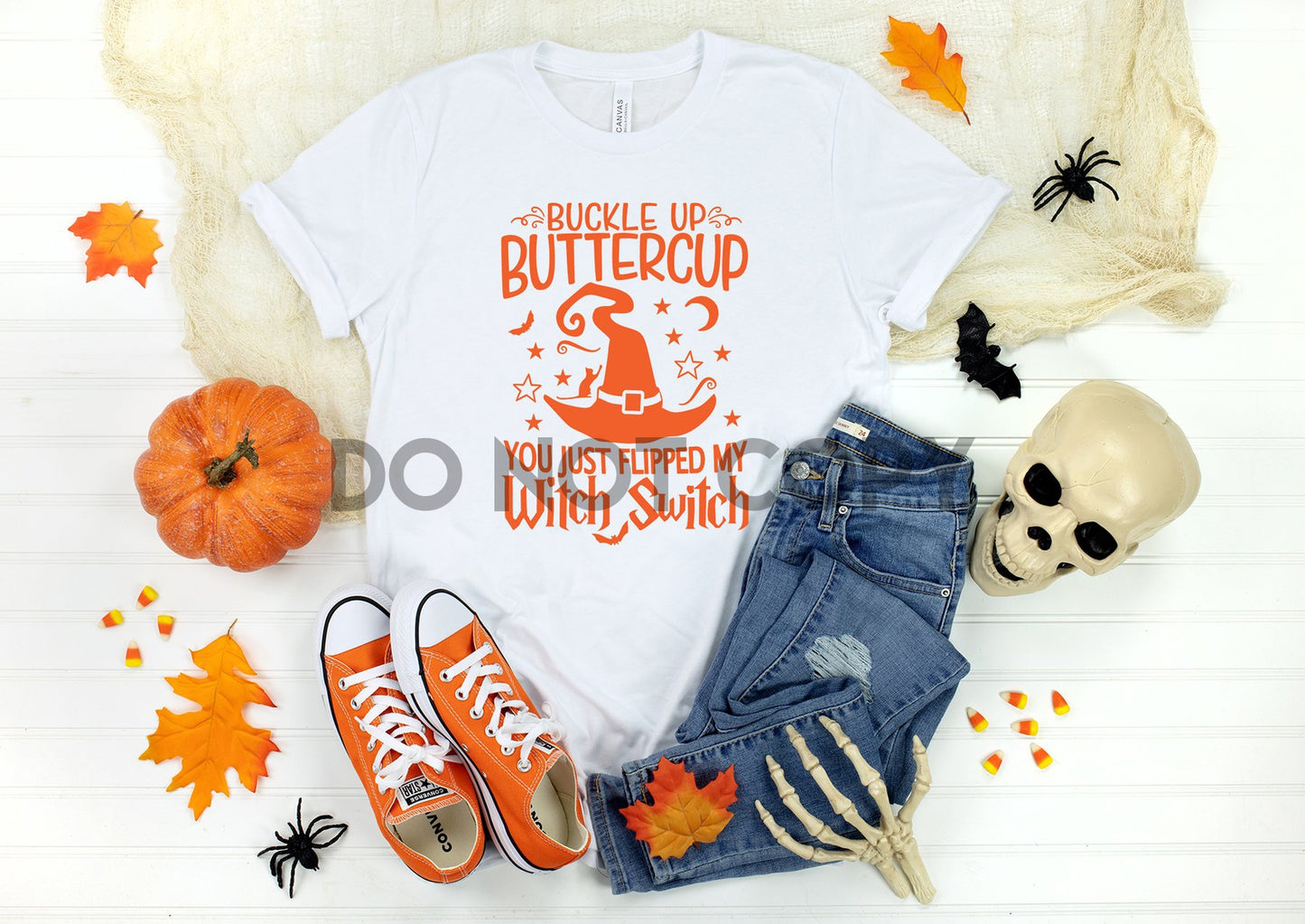 Buckle Up Buttercup You Just Flipped my Witch Switch Hat Orange Sublimation Print