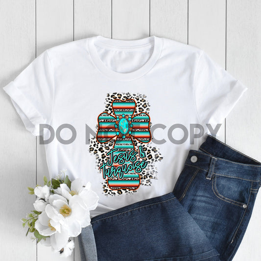 Jesus and turquoise Sublimation print