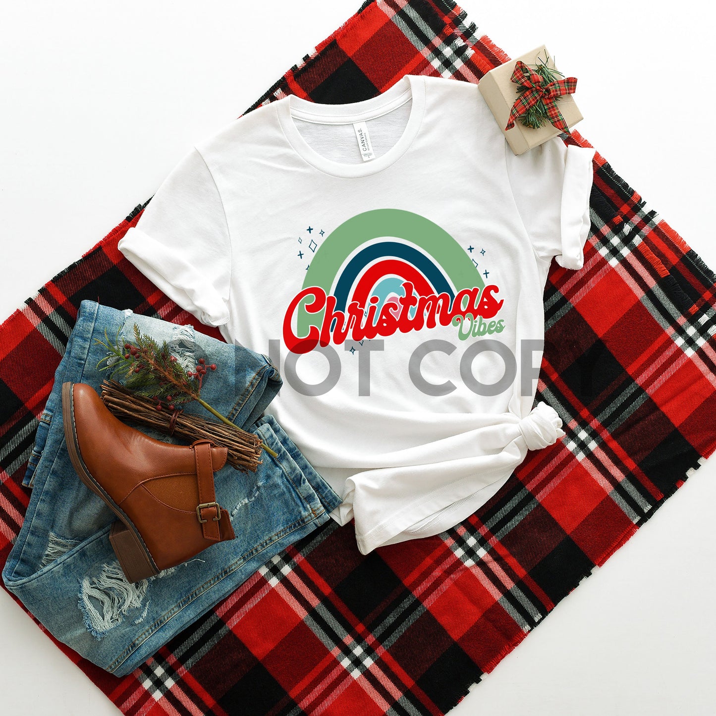 Christmas Vibes Rainbow Color Sublimation print