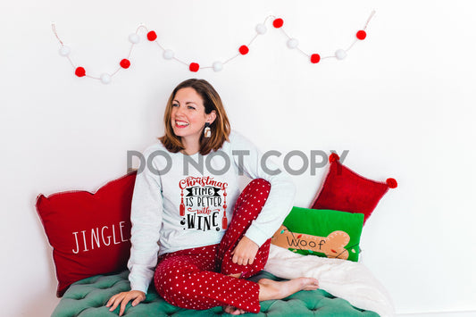 Christmas Time Is Better With Wine Sublimation print