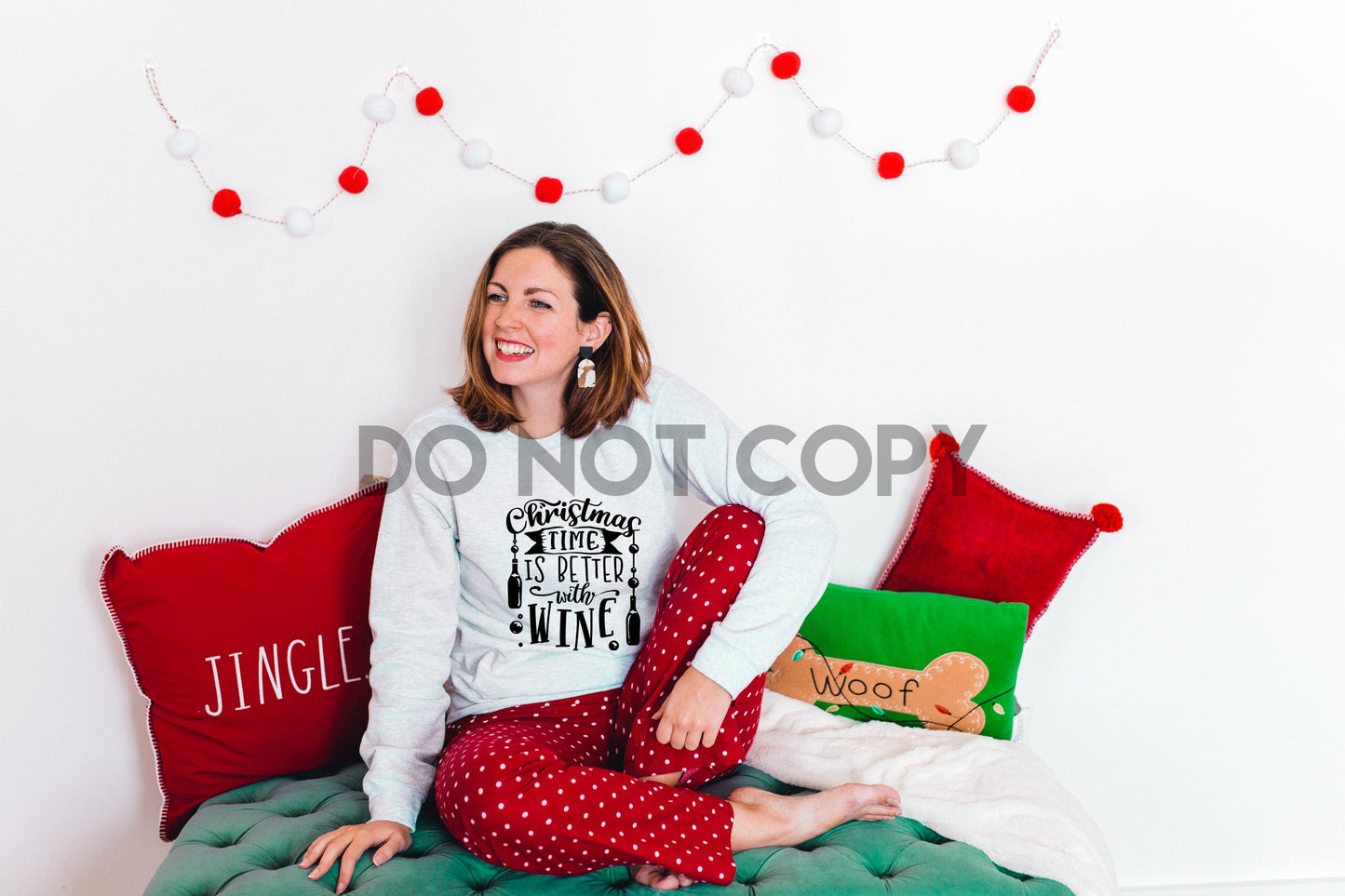 Christmas Time Is Better With Wine Black Sublimation print