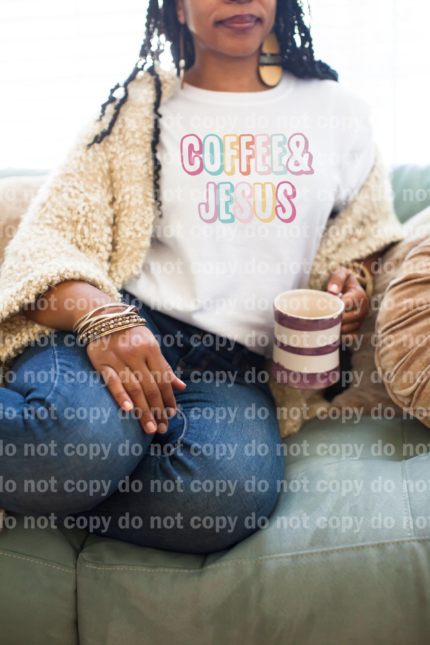 Coffee and Jesus Typography Sublimation Print