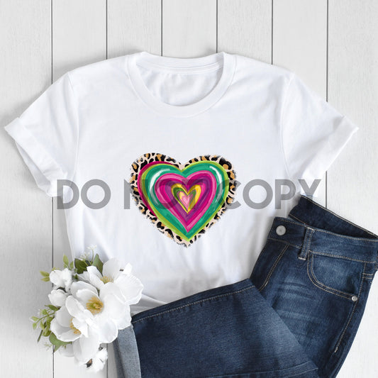 Leopard Rainbow Heart Sublimation Print