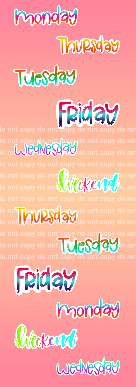 Days Of The Week Sticker Set - 12 Glossy Stickers per sheet