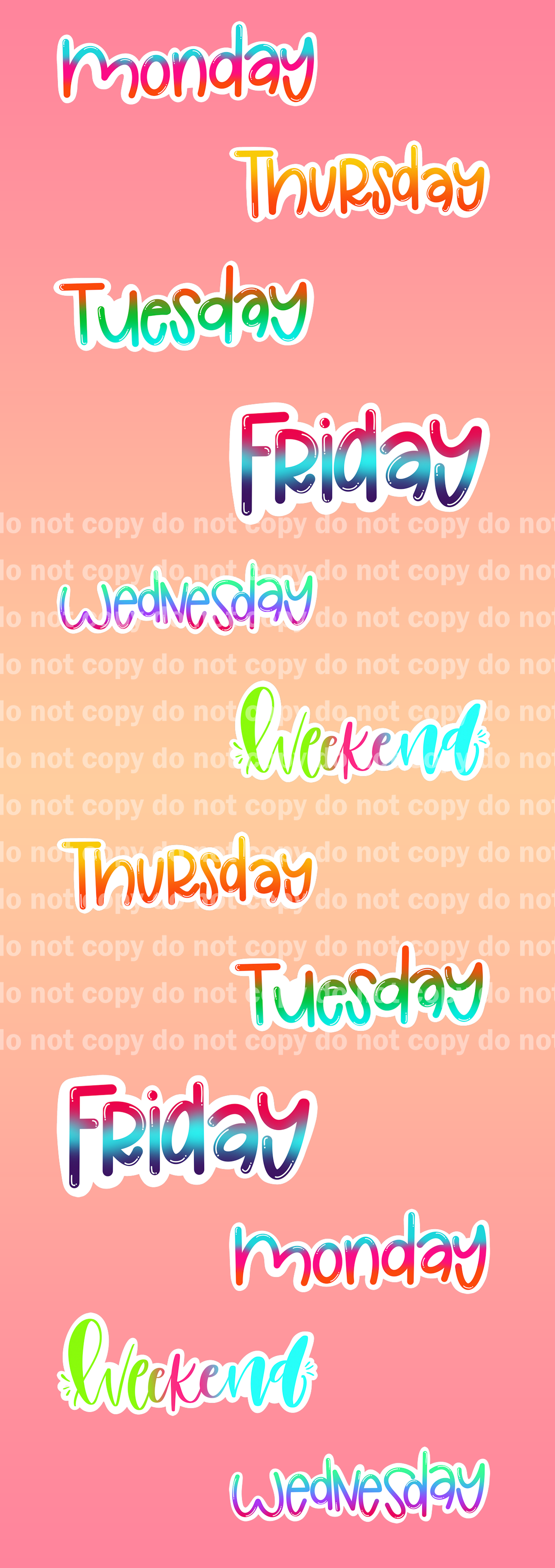 Days Of The Week Sticker Set - 12 Glossy Stickers per sheet