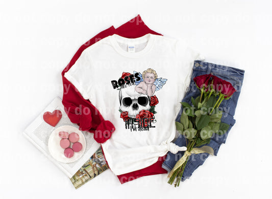 Roses are Red Inside I'm Dead Skull and Cupid Sublimation print