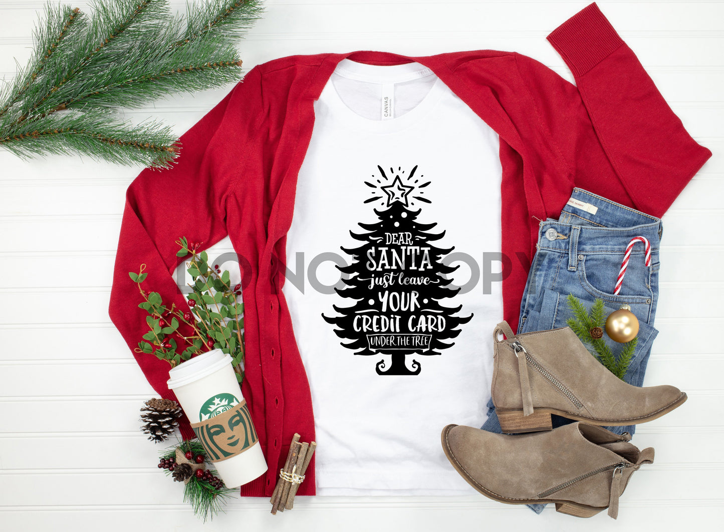 Dear Santa just leave your credit card under the Christmas tree Sublimation print