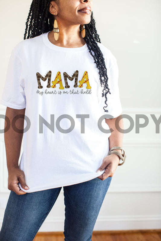 Doodle Softball Mama my heart is on that field Sublimation Print