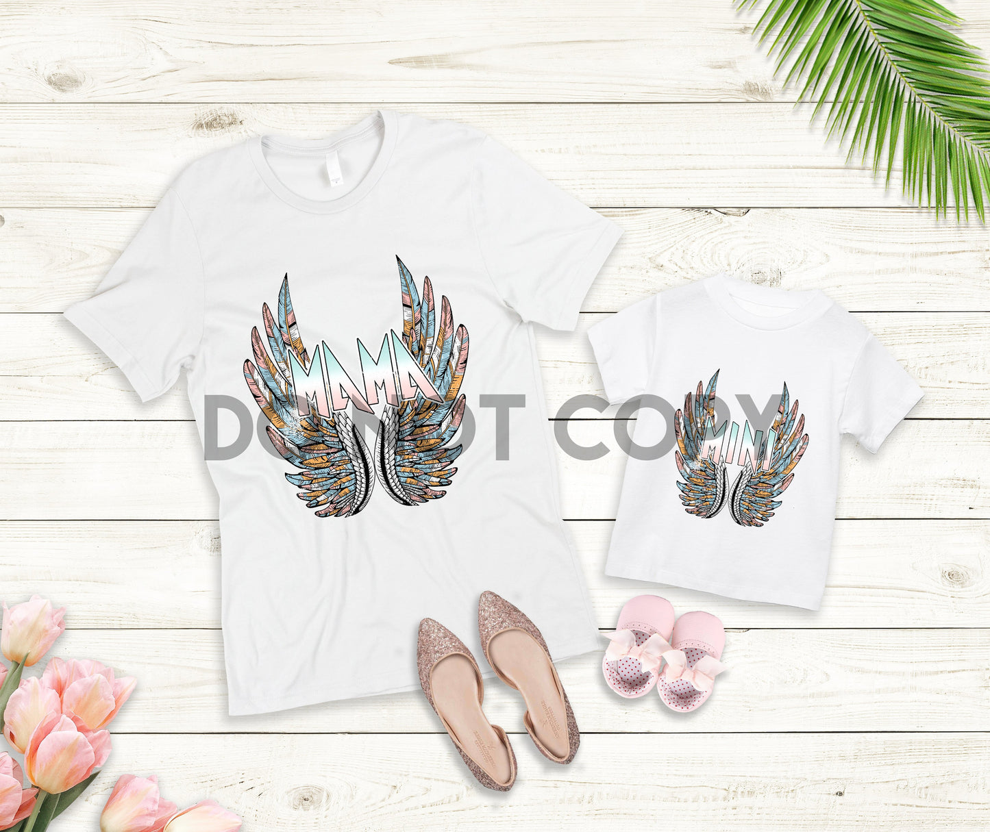 Mama Wings Distressed Sublimation Print