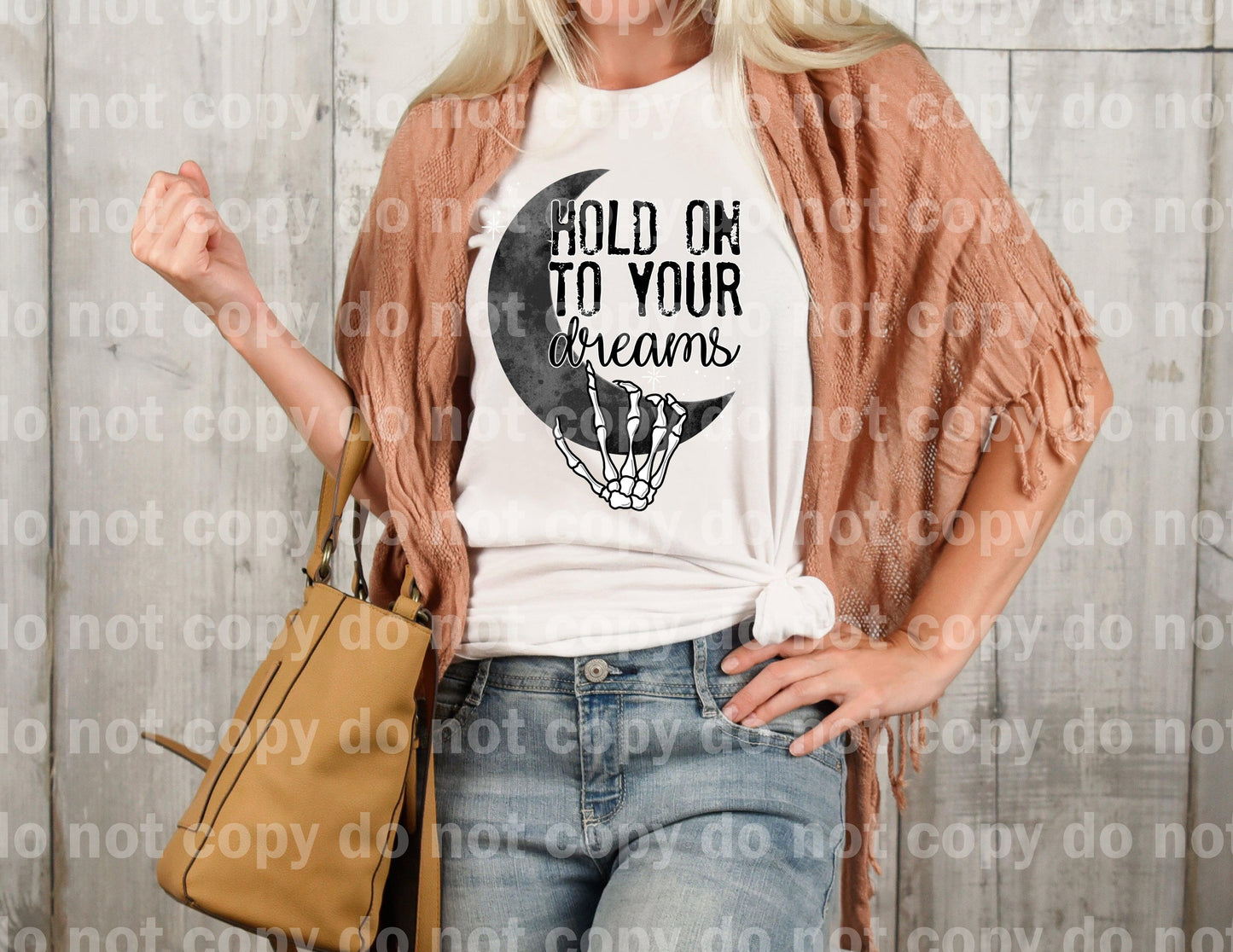 Hold on to your Dreams Moon Skellie Hands Sublimation print