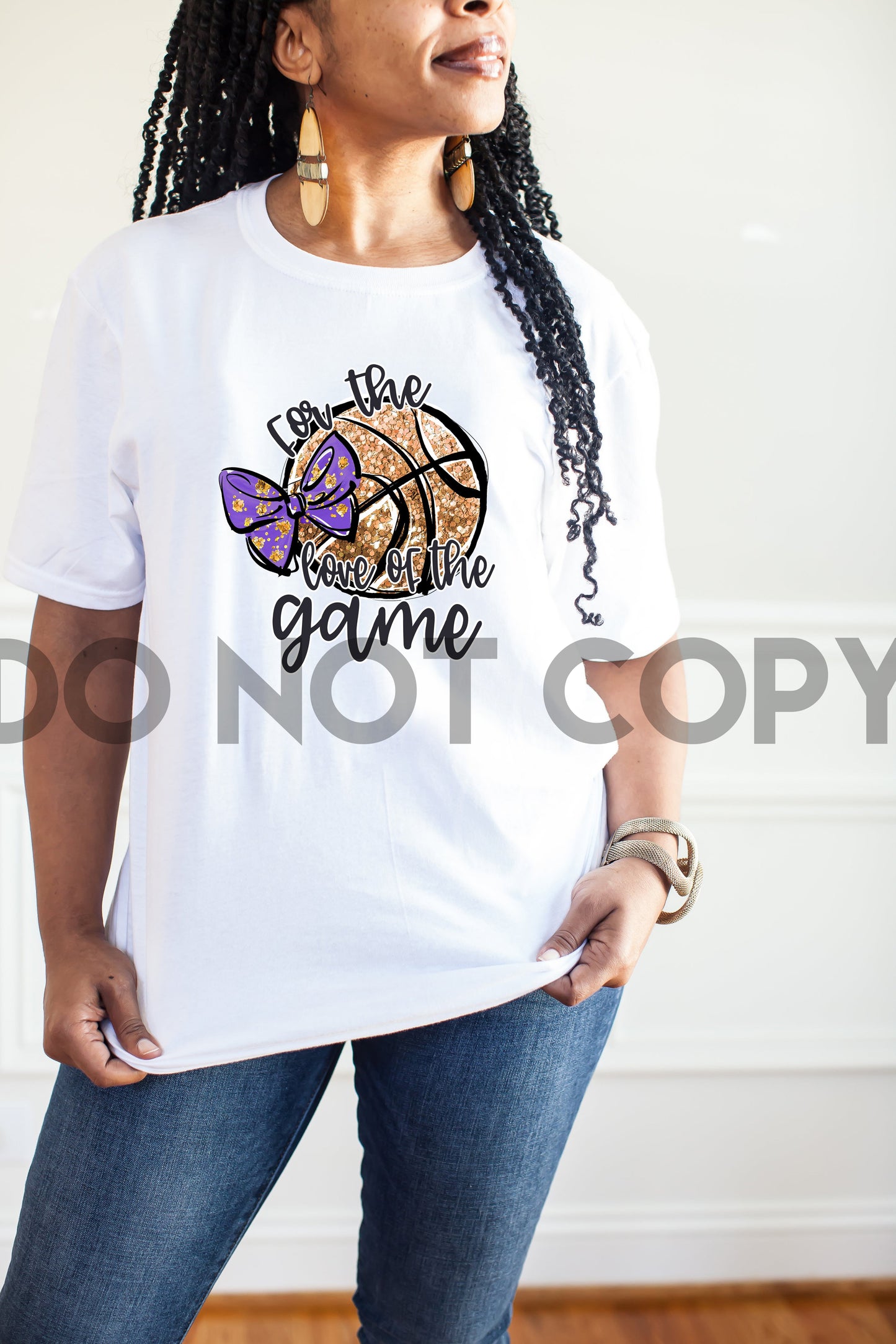 For The Love Of The Game Basketball Purple & Gold Bow Sublimation print