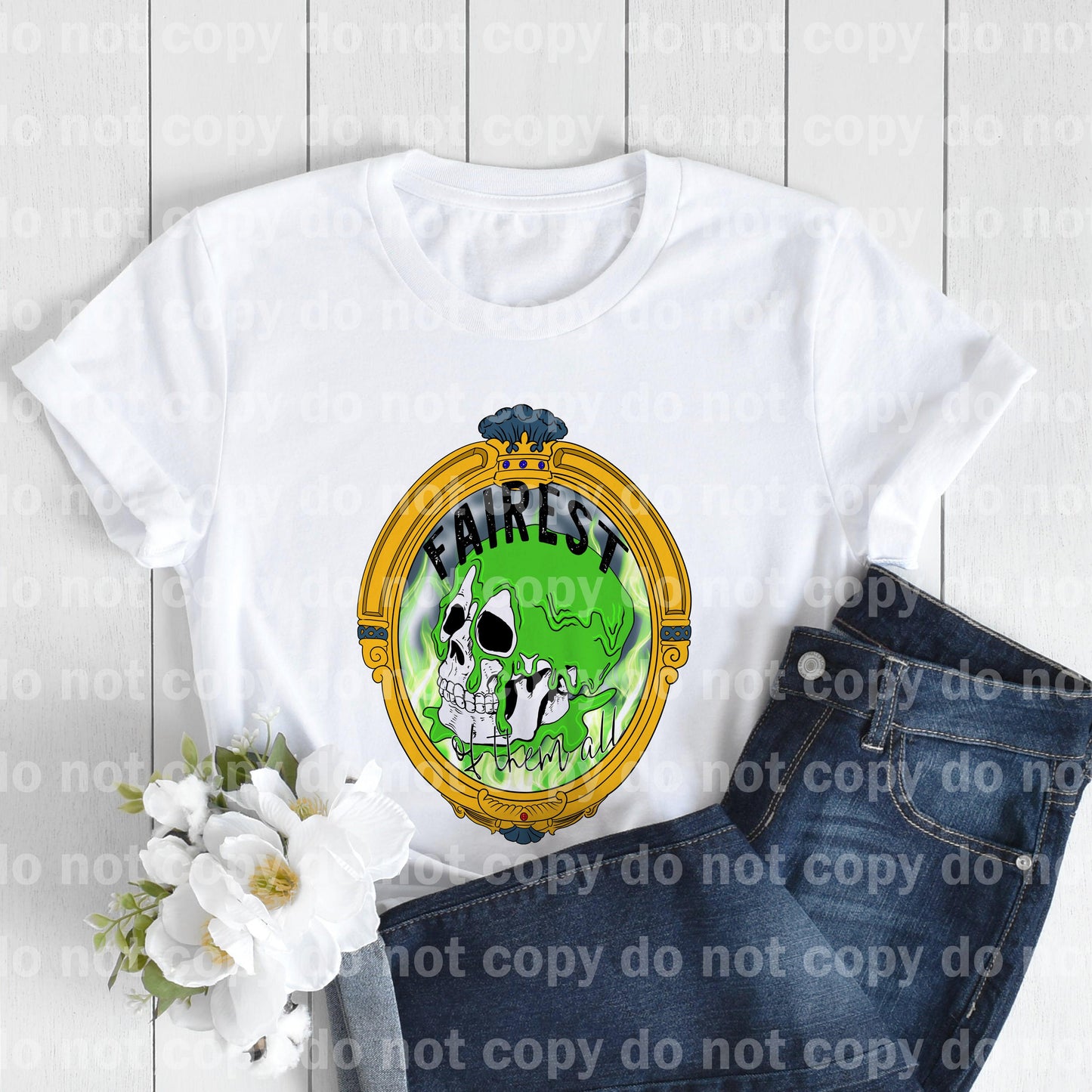Fairest Of Them All Skull In Mirror Sublimation print
