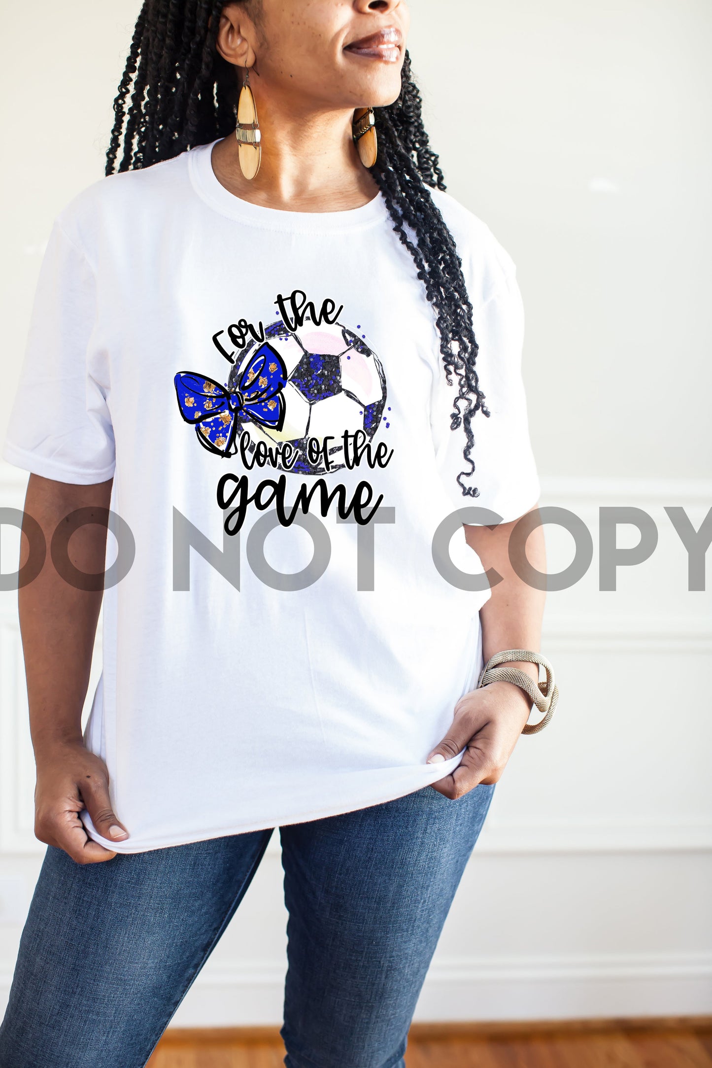 For The Love Of The Game Soccer Blue Bow Sublimation print