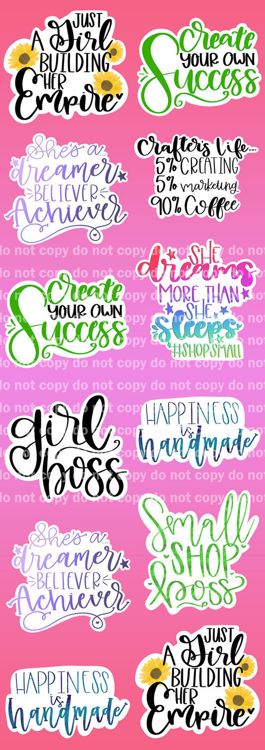 Girl Boss Sticker Set - 12 Glossy Stickers per sheet