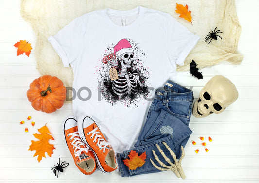 Skeleton with Christmas Hat Sublimation Print